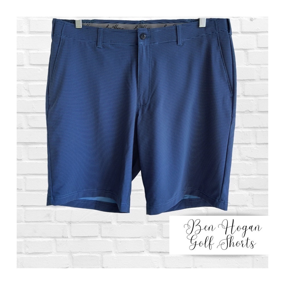 NWOT Ben Hogan Golf Shorts Blue Pattern Easy Care Men’s Size 38